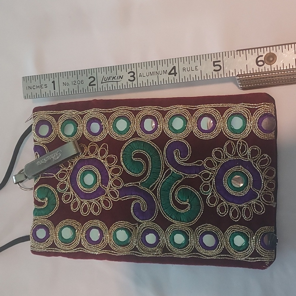 embroidered wallet purse crossbody boho festival floral style - Picture 5 of 12